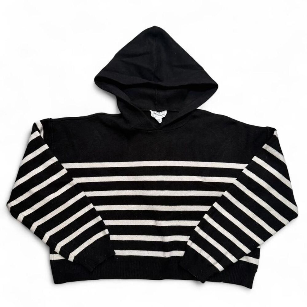 For The Republic Cropped Striped Hoodie
